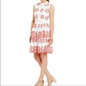 Alex Marie White Jari Ruffled Red Embroidery Dress - Size 18